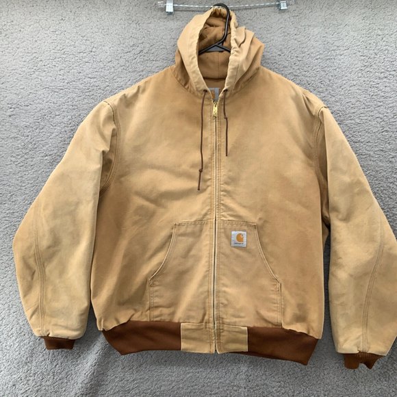 Vtg USA Made Carhartt J03 Coat Men's 2XL Brown Cotton Duck Hooded Jacket Hoodie - Picture 2 of 12